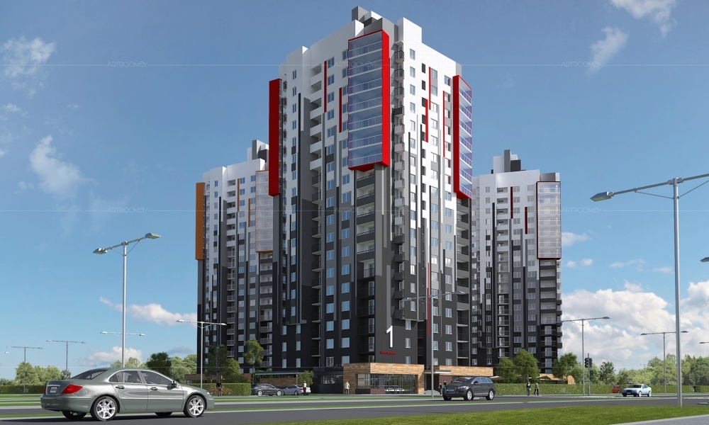 3D Визуализация микрорайона. Разработка фасадов.